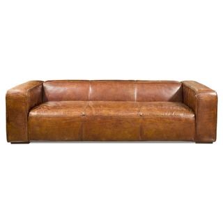 Aurelle Home Rama Brown Leather Sofa - Free Shipping Today .
