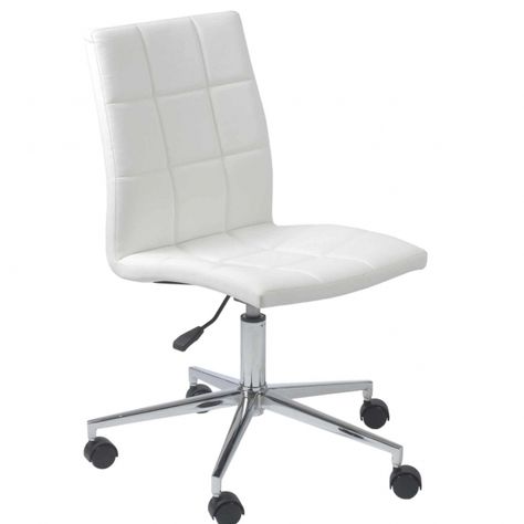 White Desk Chair With Wheels | White leather office chair, White .