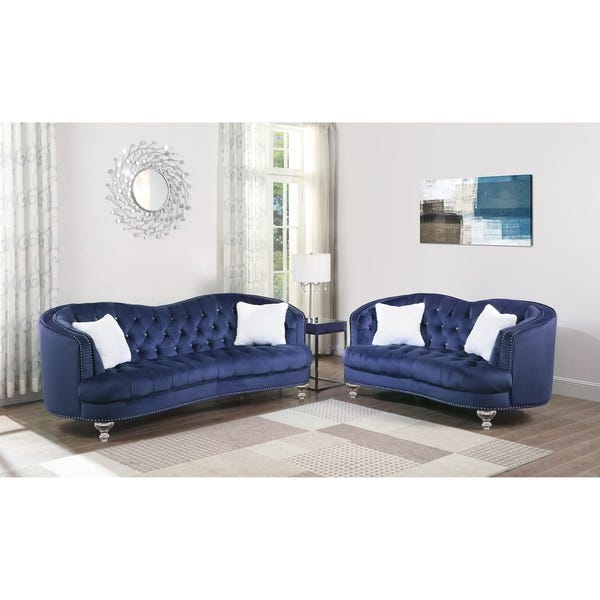 Shop Best Quality Furniture 2-piece Velvet Tufted Sofa and .