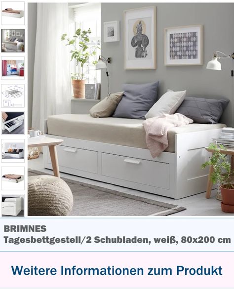 Sofa : BRIMNES Tagesbettgestell/2 Schubladen, weiß, 80x200 cm .