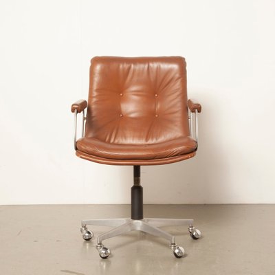 Vintage Bürostuhl aus braunem Leder von Geoffrey Harcourt für .