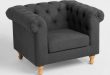 Charcoal Gray Quentin Chesterfield Chair | World Mark