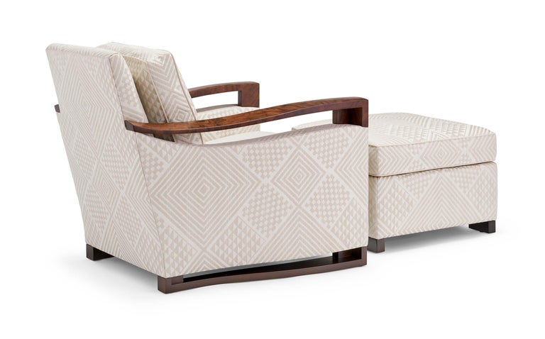 Donghia Woodbridge Club Chair and Ottoman in Cream Upholstery .