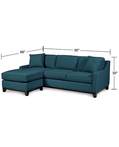 Furniture Keegan 90" 2-Piece Fabric Reversible Chaise Sectional .