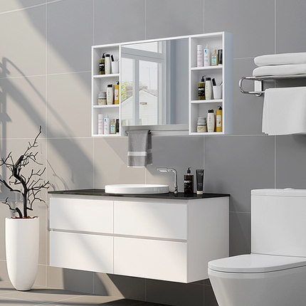Klassische Art-weiße moderne Badezimmer-Eitelkeiten mit Spiegel .