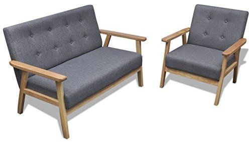 vidaXL Retro Holz Sofaset Couch Sofagarnitur Polstersessel .