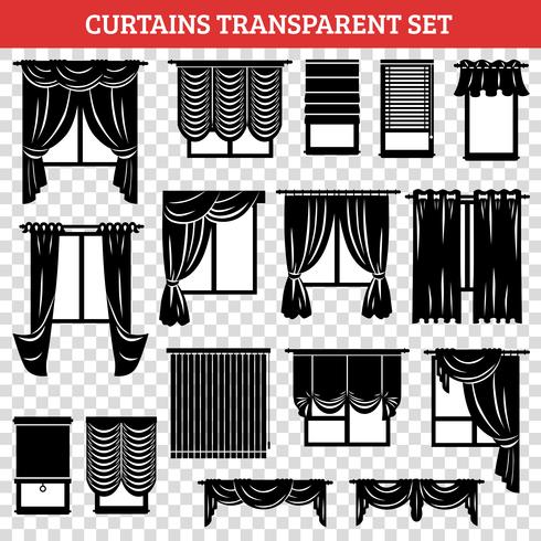 Windows Black Silhouettes With Curtains And Jalousie - Download .
