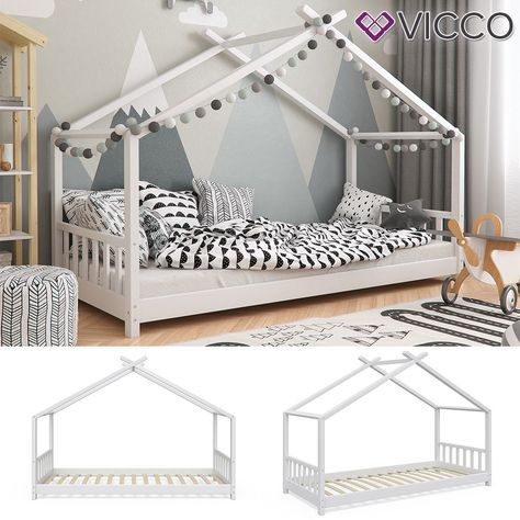 Vicco VICCO Kinderbett Hausbett DESIGN 90x200cm Kinder Bett Holz .