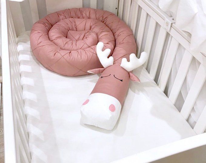 Pink Dragon Floral Crib Bumper, Baby Cot Bumper, Crib Bedding Girl .