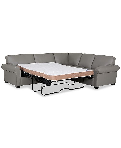 Furniture Orid 2-Pc. Leather "L"-Shaped Full Sleeper Sectional .