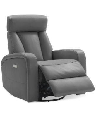 Furniture Dasia Leather Swivel Rocker Power Recliner with .