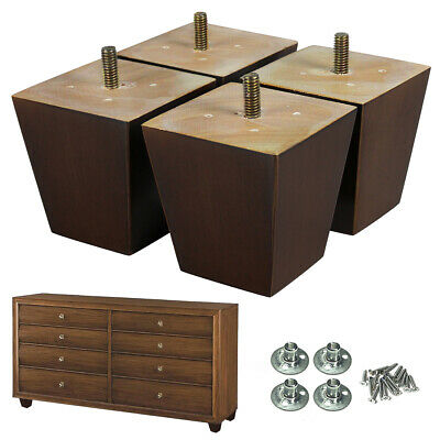 Holzmöbelfüße 8cm Sofabeine Loveseat Cabinet Braunes Quadrat x4 | eB
