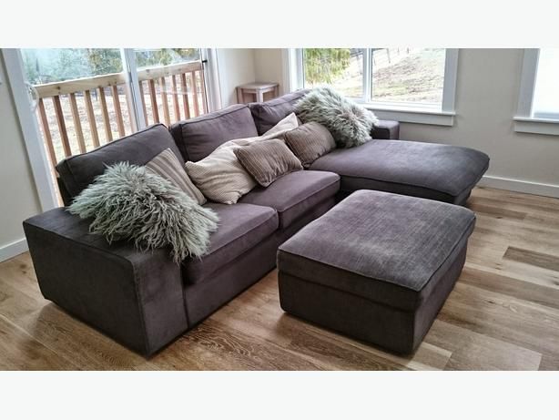 Like New IKEA KIVIK loveseat sofa with chaise, matching ottoman .