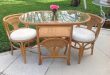 VINTAGE RATTAN DINETTE Set / Oval Table with 2 Chairs/Compact .