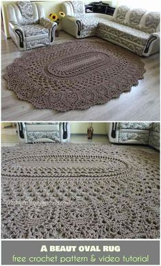 Oval Rug Free Crochet Pattern and Tutorial | Teppich häkeln .