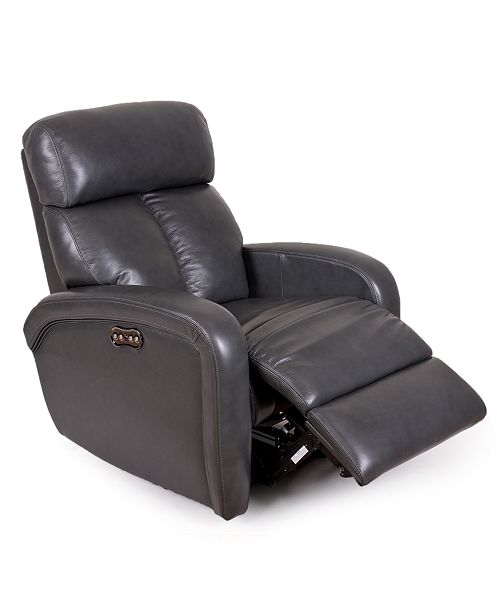Furniture Criss Leather Power Recliner with Power Headrest and USB .