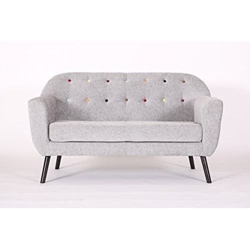 2 Seater Vintage Sofa Small Retro Couch Lounge Armchair Grey .