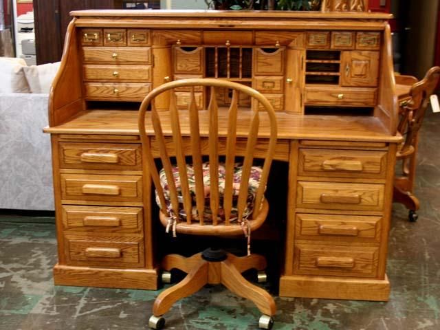 Oak Roll Top Desk & Chair (I'd also have a matching 2 drawer .