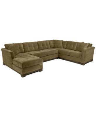 Elliot 3-Pc. Microfiber Sectional with Sleeper Sofa & Chaise .