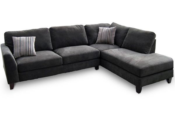 L Shaped Fabric Leather Upholstery Classic Gray Sectional Sofa .