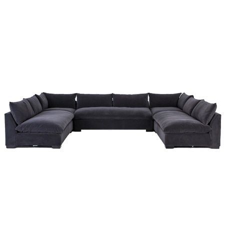 Grant Modern Charcoal Grey 5-Piece Armless "U" Sectional Sofa .