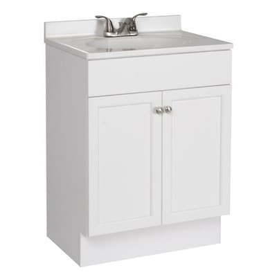 Project Source 24.5-in White Single Sink Bathroom Vanity with .