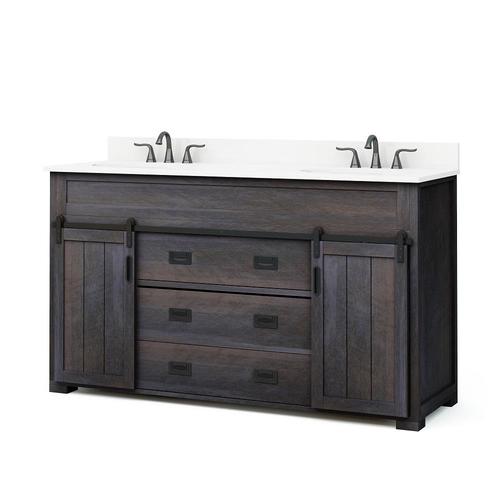 Style Selections Morriston 60-in Distressed Java Double Sink .