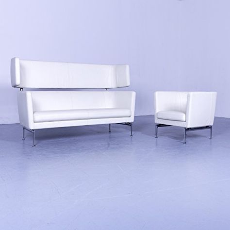 Vitra Suita Designer Leder Sofa Garnitur Weiß Zweisitzer Couch .