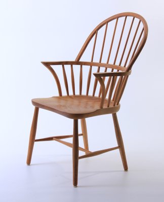 Oak High Back Windsor Chair by Frits Henningsen for Carl Hansen .